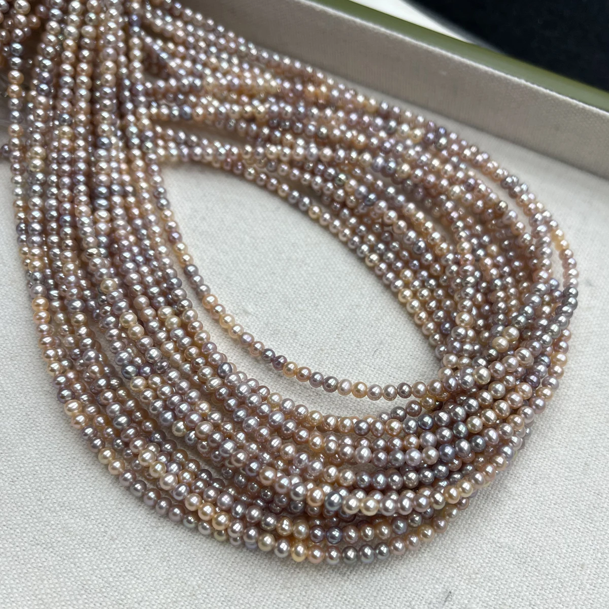 AAA 3-3.5mm Coloured Natural Freshwater Pearls Near-Round Semi-Finished Beads for Jewellery Making DIY Necklace Bracelet 38cm
