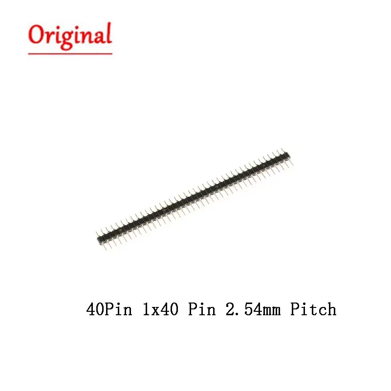 5pcs NEW 40Pin 1x40 Pin 2.54mm Pitch DIP Single Row Male Round Pin Breakable Pin Connector Strip Needle Gold Plated PCB Board