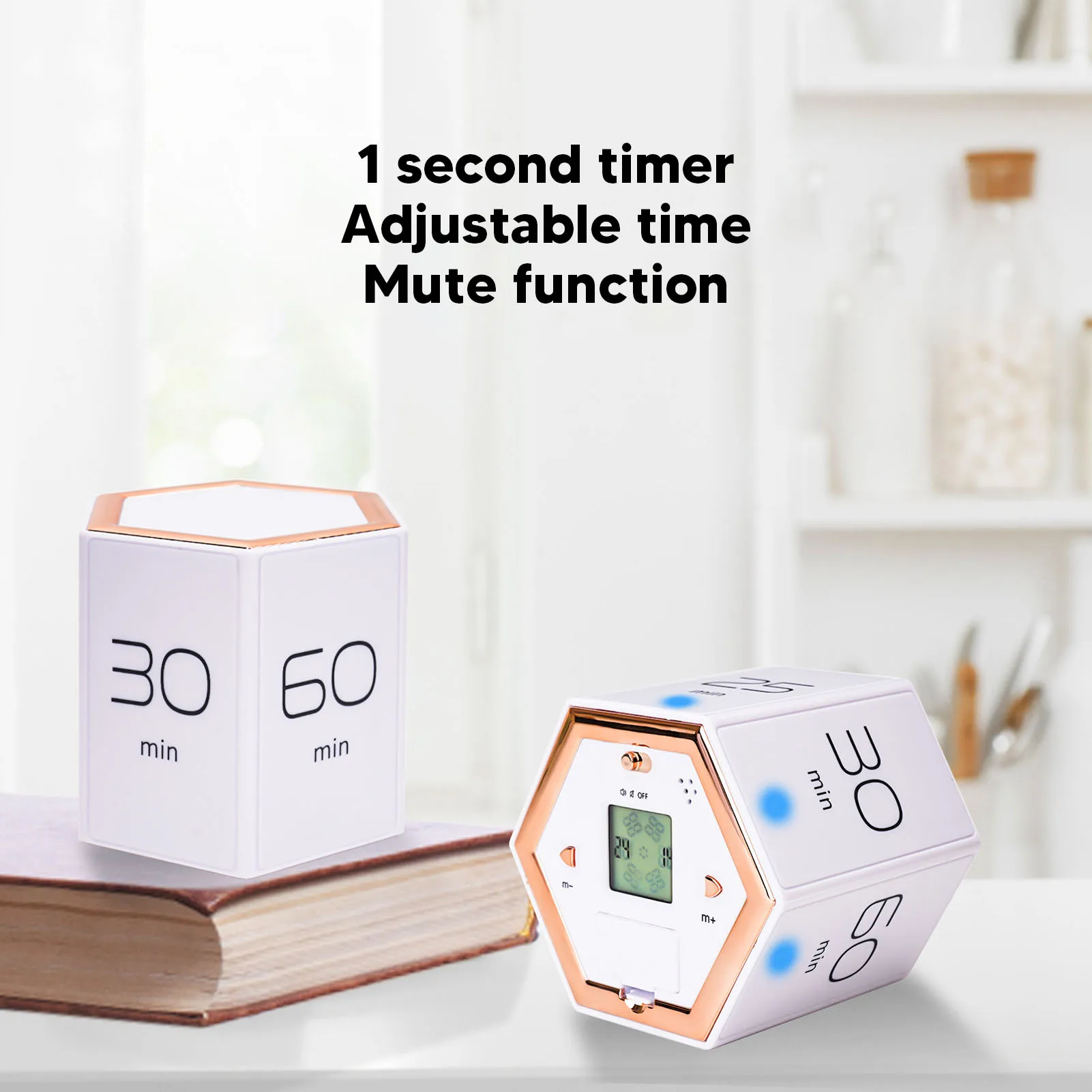 

Portable Mute Cube Timer Magnetic Time Management Tool Min Adjustable Battery Powered Perfect for Kitchen Cooking Office Working