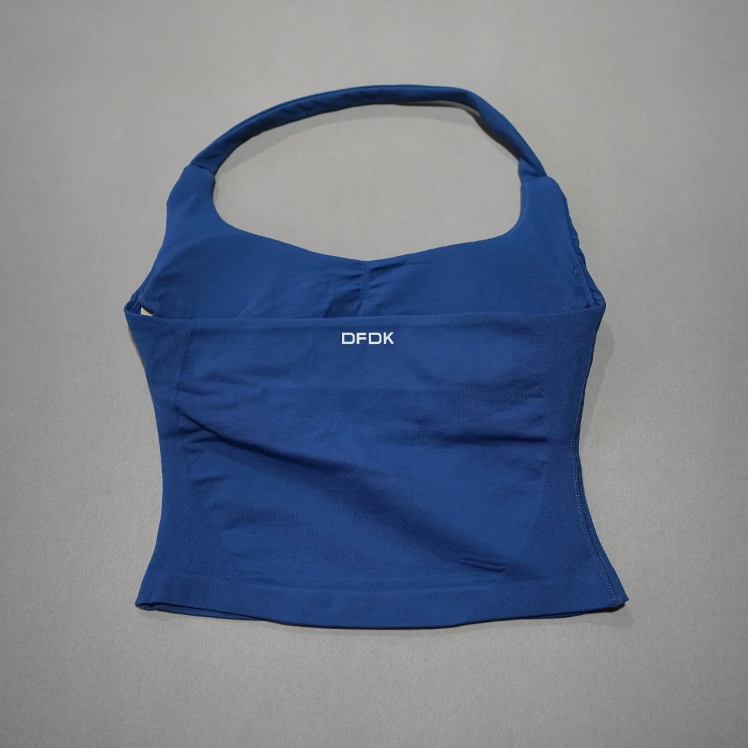 DFDK Women's V-Neck Sports Vest, Seamless Sleeveless Yoga Top, Detachable Padding, Breathable Slim Fit Gym Running Athletic Wear image 5