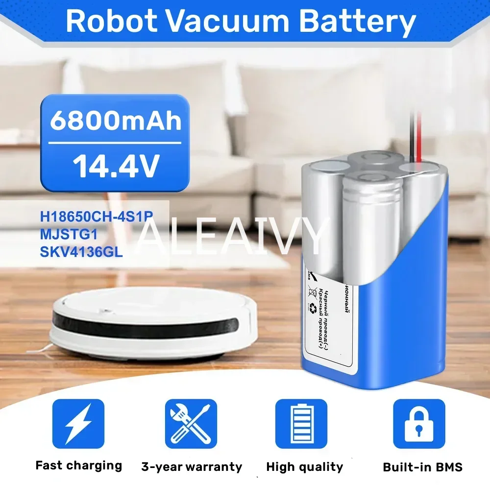 بطارية H18650CH-4S1P بقدرة 6800 مللي أمبير في الساعة لممسحة مكنسة Xiaomi Mi Robot Essential MJSTG1، Mijia G1 14.8V، SKV4136GL، سلسلة Tefal Explorer