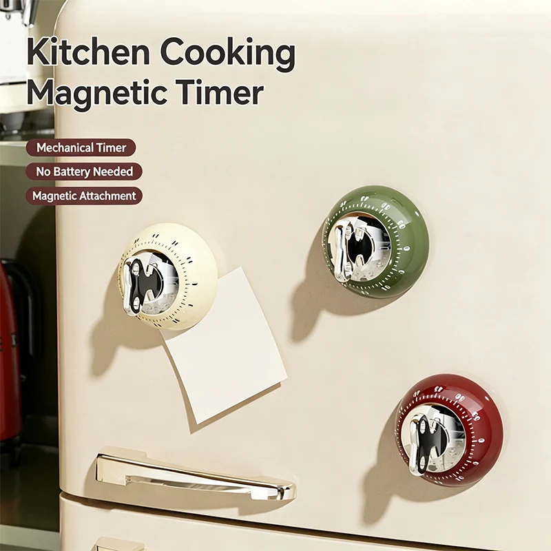 Magnetic Dual-Use Kitchen Timer Visual Mechanical Timer with & Static Countdown Study Stopwatch Digital Timer for Cooking Shower