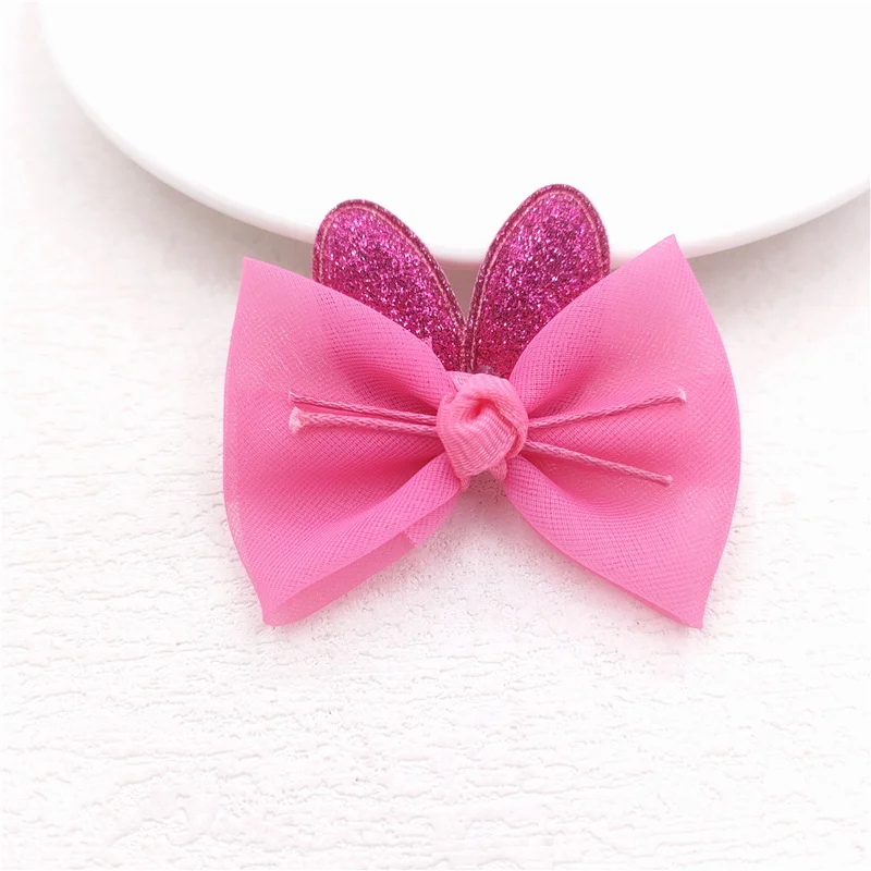 20Pcs Mesh Bowknot Rabbit Ear Applique per fai da te Baby Hair Clip Hat Headwear artigianato patch Decor Ornament accessori di abbigliamento