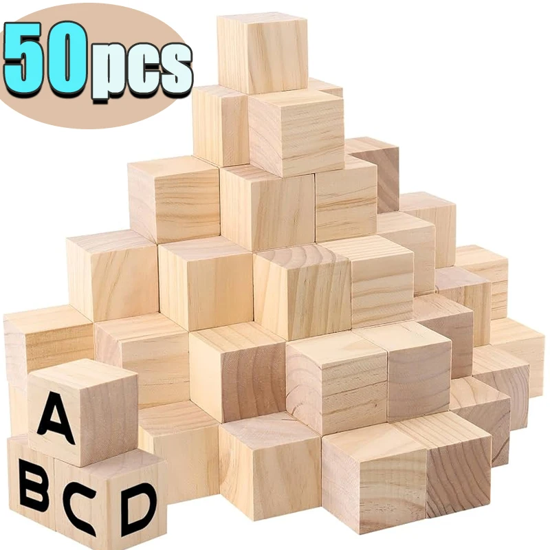 정사각형 작은 나무 블록 모델, 단단한 나무 DIY 수제 나무 블록 조립, 어린이 아기 퍼즐 장난감 장식 수공예 예술