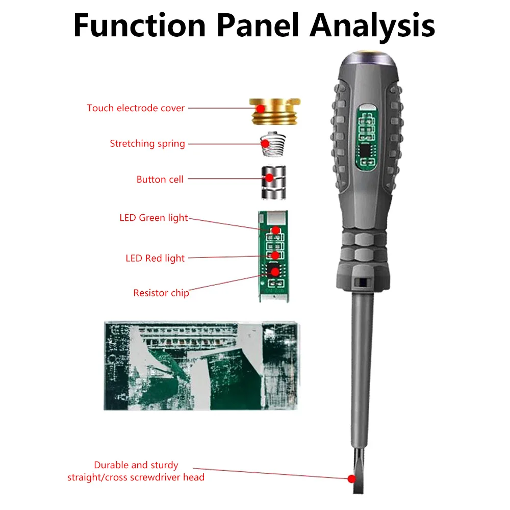 AC/DC12-220V Voltage Detector Pen Non-contact Electric Test Slot/crosshead Screwdriver Voltage Detector Tester Circuit Indicator