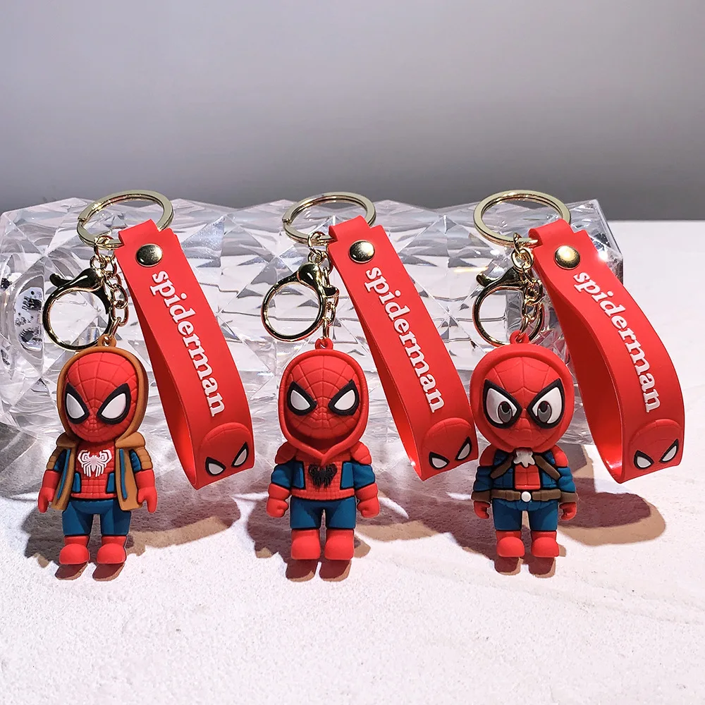 MINISO 2024 New Cool Cartoon Spider Keychain Car Key Decoration Couple Student Backpack Hanging Decoration Children's Party Gift