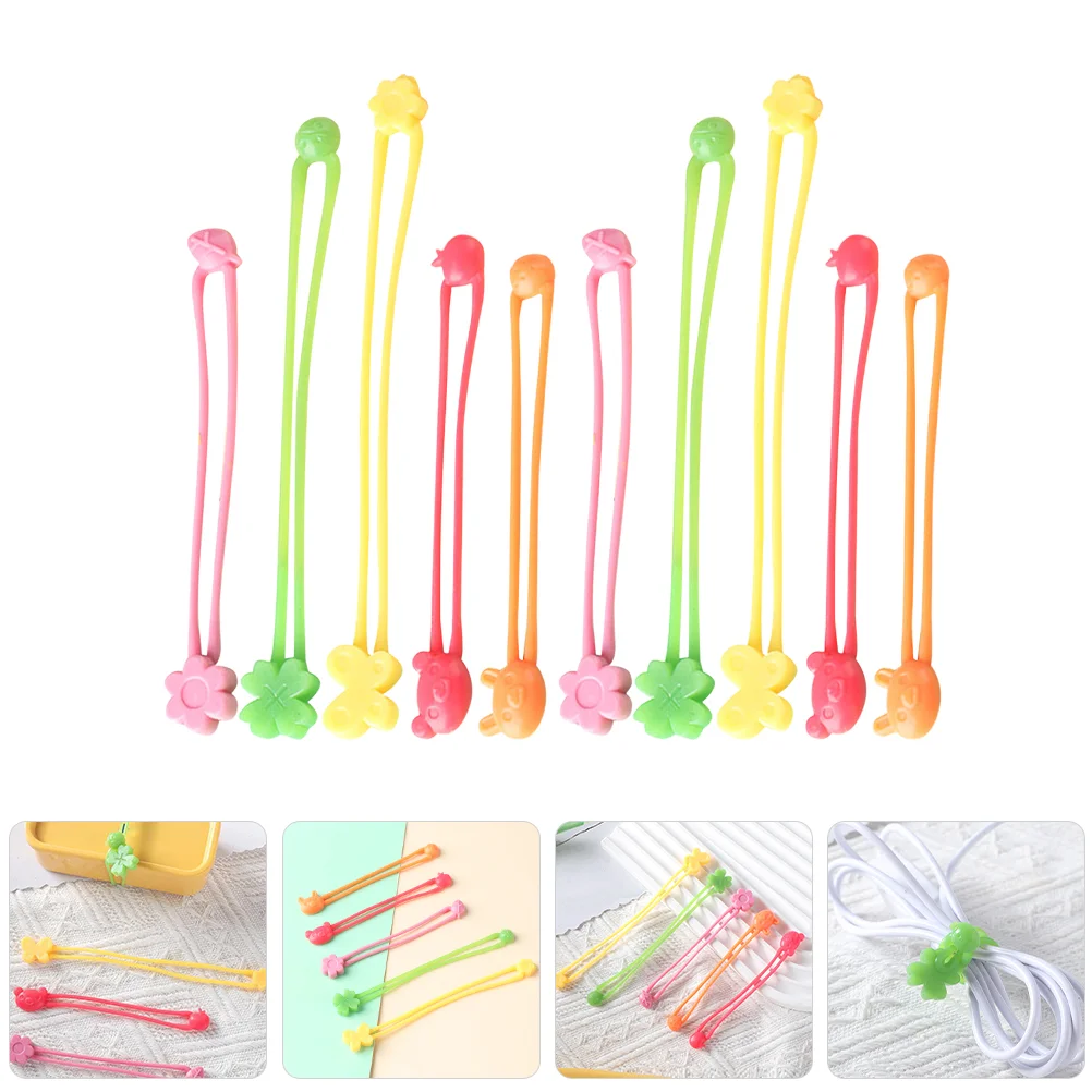 10 Pcs Silicone Binding Rope Bands Colored Office Supplies Vegetable for Fixing Elastic Flexible Silica Gel Portable