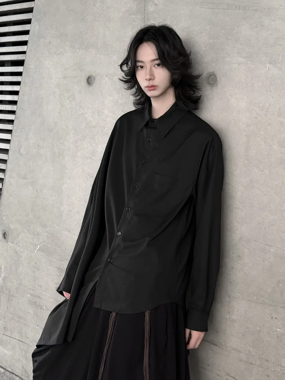 YAMAMOTO-Style Shirt 2026 HighQuality Riginal Design Cape Shirt, Solid Black Shirt, Asymmetrical, Irregular Top,Unisex style