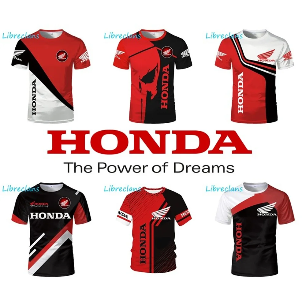 

Honda logo 3D printed T-shirt for men and women, fashionable short-sleeved street hip-hop top, motorcycle racing team uniform