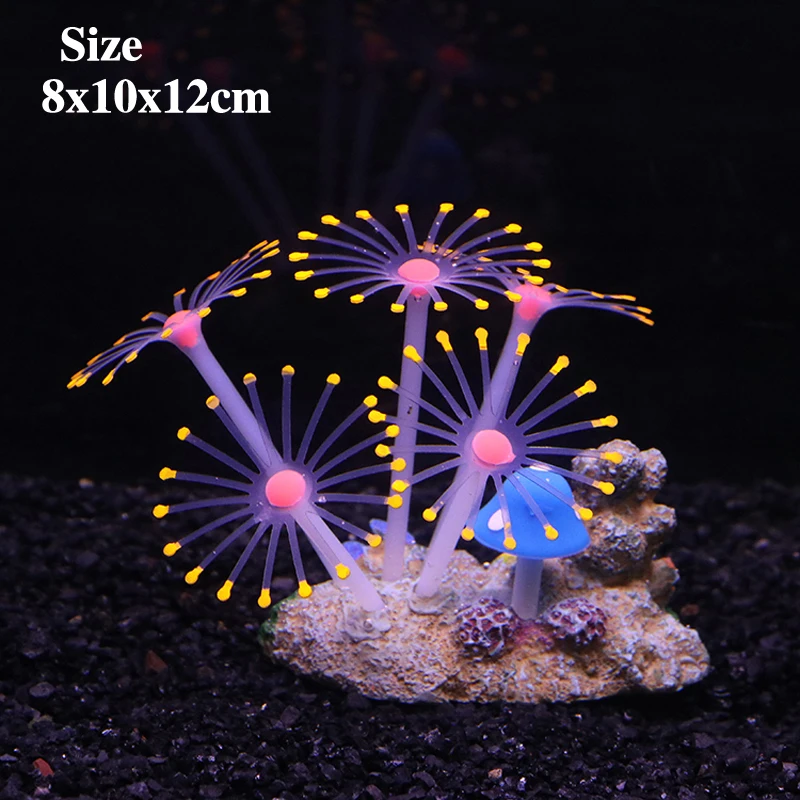 Silicone Fluorescence Effect Artificial Emulation Coral Fish Tank Aquarium Underwater World Plants Decoration Accessories