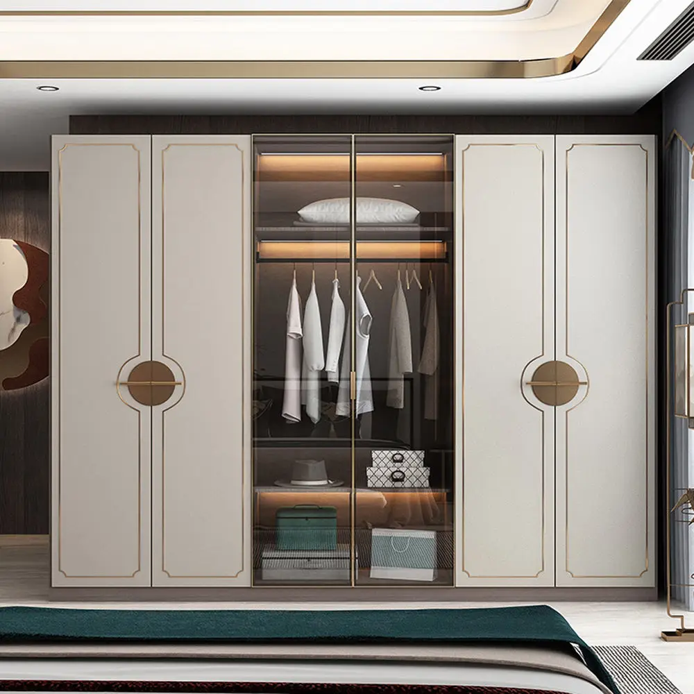 Finely Designed Closet High Quality Glass Door Powder Coated Aluminum Alloy Wardrobe Long Lasting and Durable Storage Cabinet