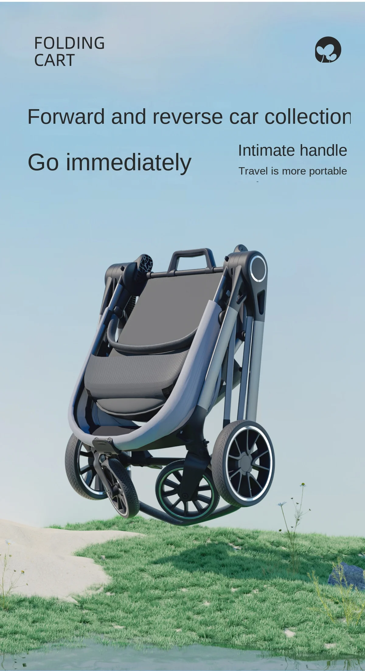 عربة أطفال M002E ذات مناظر طبيعية عالية يمكن الجلوس والاستلقاء عليها عربة أطفال محمولة قابلة للطي في اتجاهين