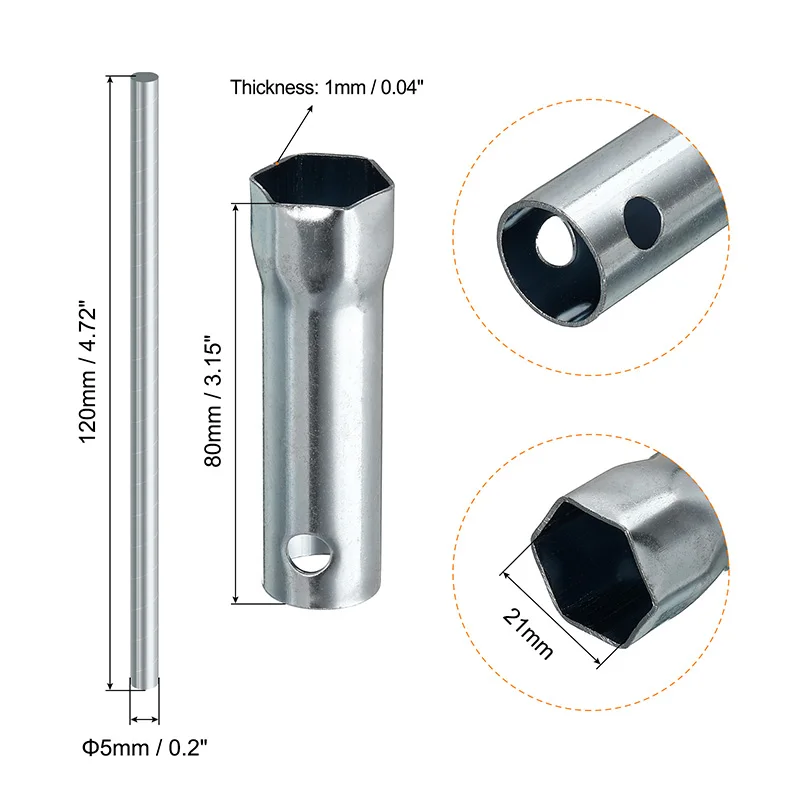 3Pcs 16Mm 21Mm 17/19Mm Bougiesleutel Dual Ended Steeksleuteldop Tool Met Koppel bar Handvat Spanner Set Voor Auto Auto