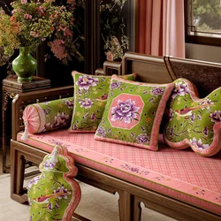 Flora Bird Pillows Chinese Retro Cushion Vase Shape Cushions Green Red Velvet Decorative Pillow For Sofa Bedding Home Decorate