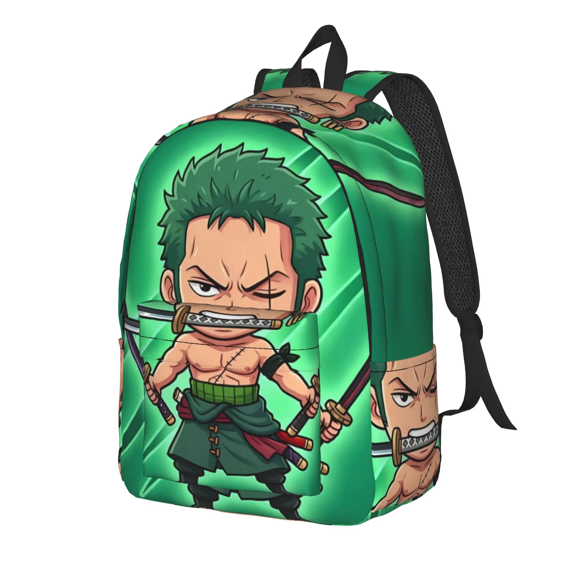 Plain Green Cute Zoro One Piece Backpack  Streetwear Backpacks Female Cycling Lightweight High School Bags High Quality Rucksack