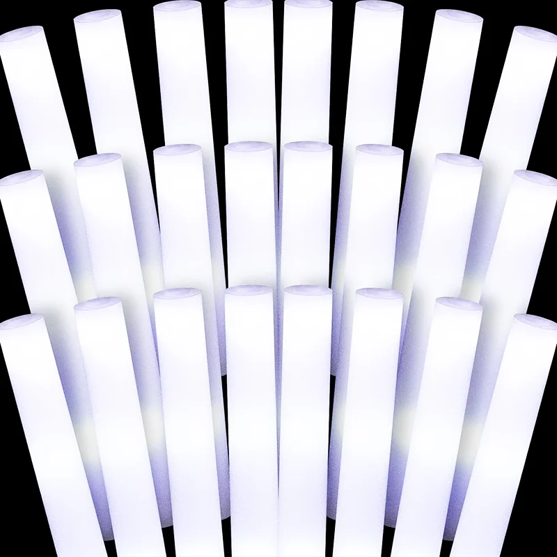 30Pcs LED Foam Sticks White Light Glow Sticks Glow Cheer Batons Flashing Effect Glow in the Dark Wedding Party Supply 3 Flashing