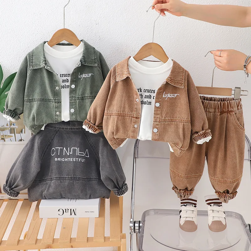 

Fashion Kids Boys 3pcs Clothes Set Spring Autumn Children Boy Denim Clothing Sets Baby Jeans Vintage Outfits Suit for 2-8 years