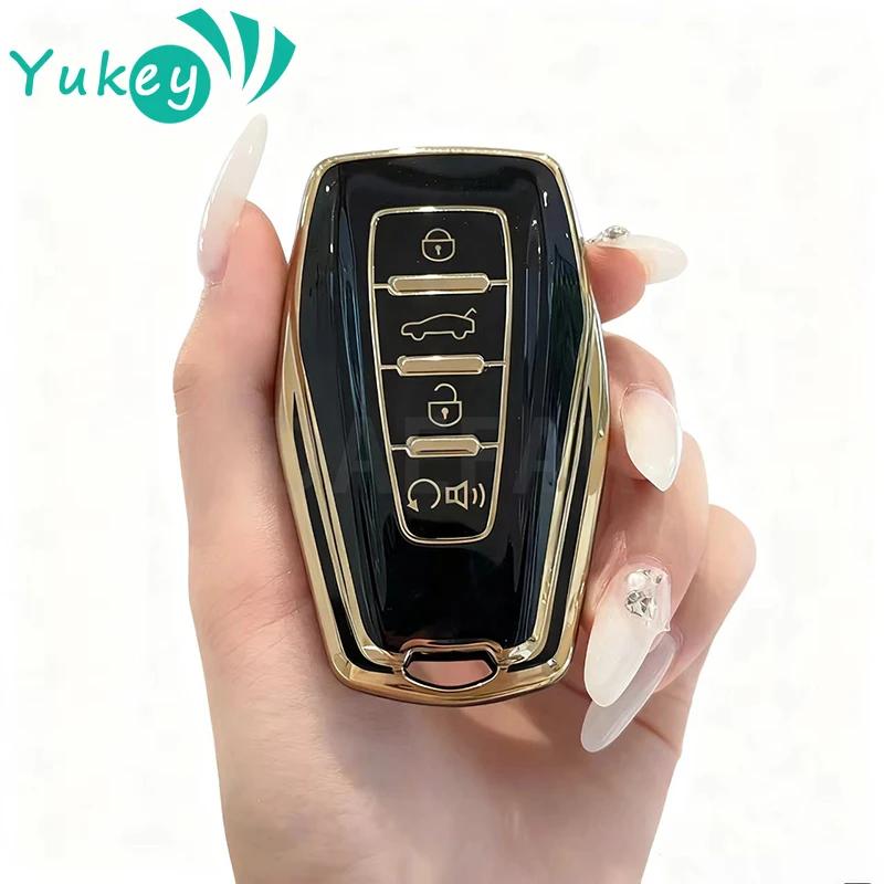 لجيلي Okavango Coolray أطلس Monjaro Tugella Emgrand GT S Proton X50 X70 X6 X7 EX7 GC 4 أزرار غطاء حافظة مفاتيح السيارة من البولي يوريثان #1