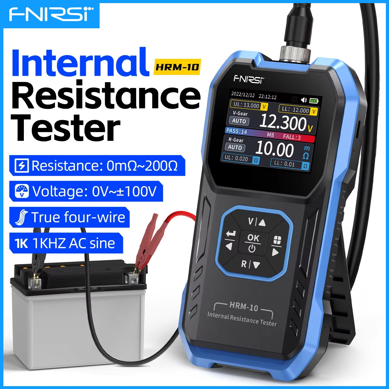 FNIRSI HRM-10 Internal Resistance Meter Battery Voltage Test for Mobile Phone Car Lithium Battery Lead-acid Testing Repair