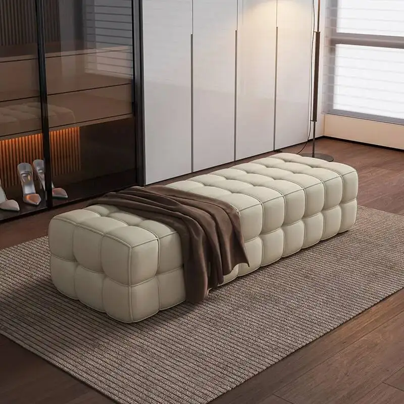 Area Seat Room Bench for Leather Tufted New Cube Ottoman Living Accent Bedroom Dressing Modern Luxury Home Decor Furniture