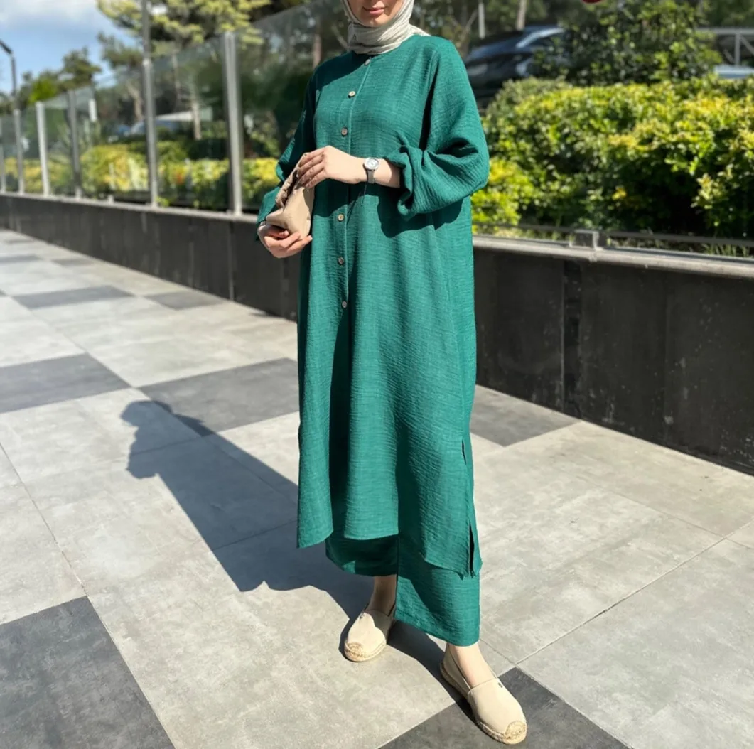 Muslim Dress Plus-size Autumn Loose Temperament Commuter Long 2-piece Set Casual Muslim Set Party Dresses for Women Abaya Caftan