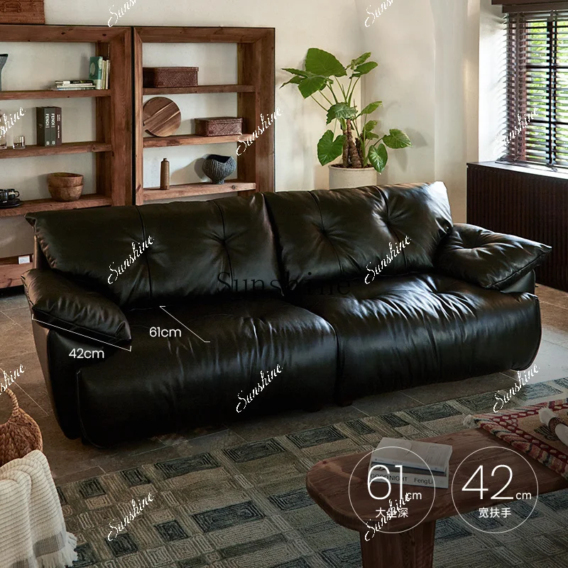 

Bud first layer cowhide three petals sailing living room sofa clouds simple and modern FT