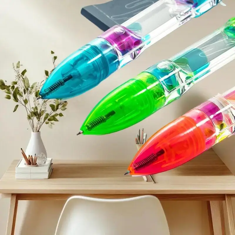 Caneta esferográfica retrátil de movimento líquido, 6 cores, alívio de ansiedade, escrita sem estresse, caneta relaxante legal para estudo/escritório, 1 peça