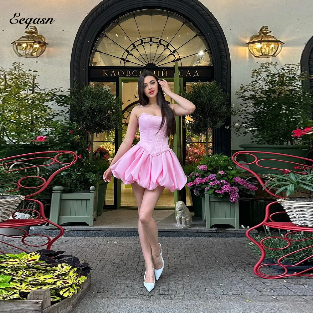 

Необычное атласное короткое коктейльное платье Пышные платья на заказ Корсет без бретелек сзади Vestidos De Graduación по индивидуальному заказу