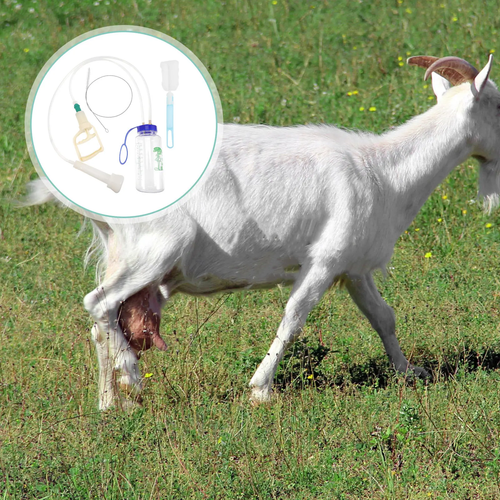

1Set Portable Manual Cow Milking Machine Plastic Safe Soft Teat Milker Clear Bottle Precise Milk Control Sheep Farm Supply