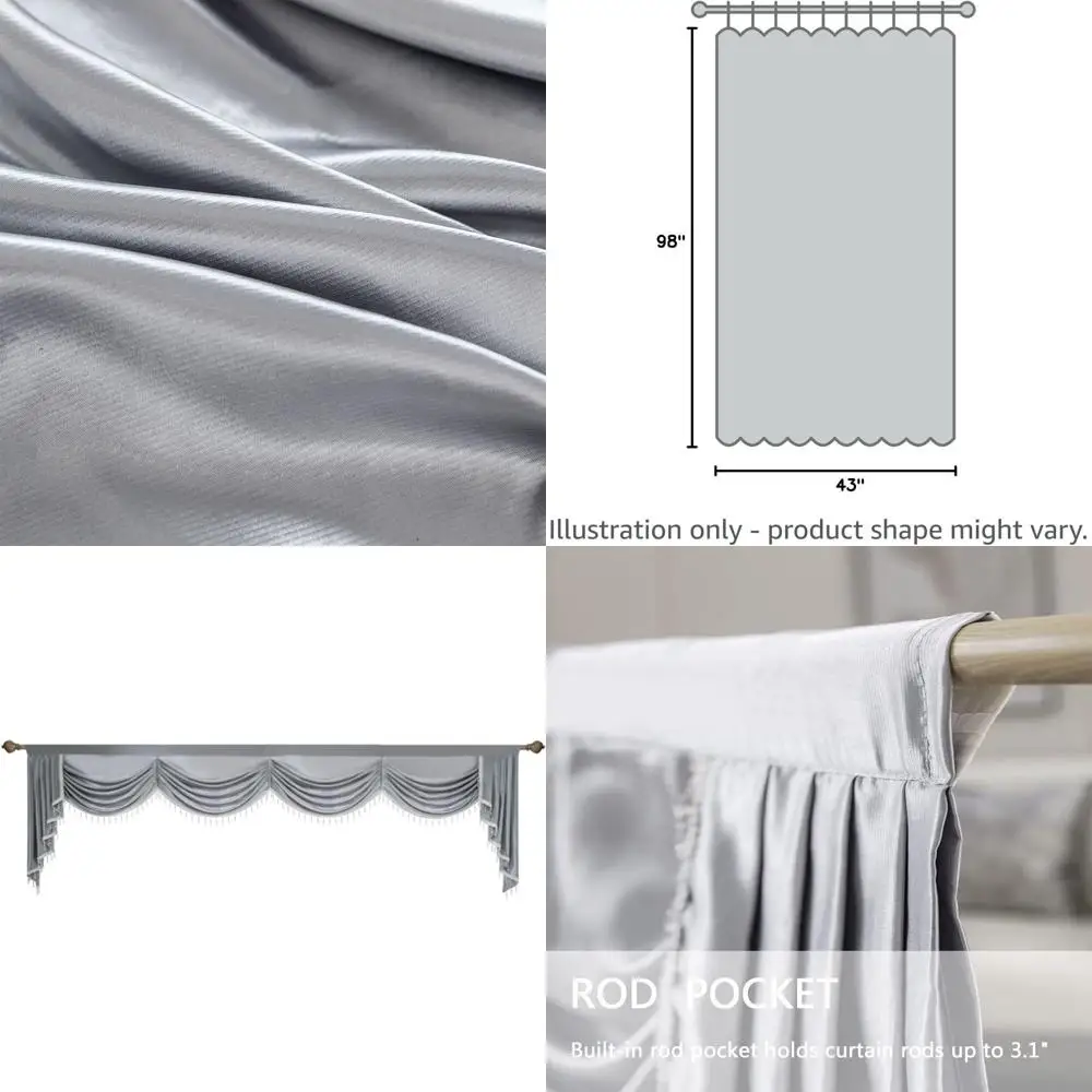 

Grey Crystal Beaded Waterfall Valance for Living Room, Bedroom, Dining Room, and Kitchen - 98 Window Curtain Panel