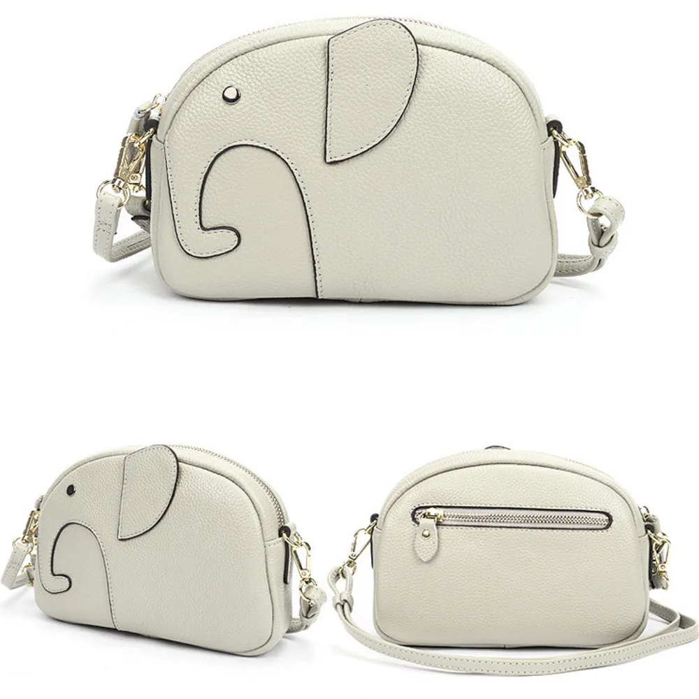 Shoulder Crossbody Clutche Bag Women's Y2k Genuine Leather Cute Creative Elephant Trendy Top Layer Cowhide Large Capacity
