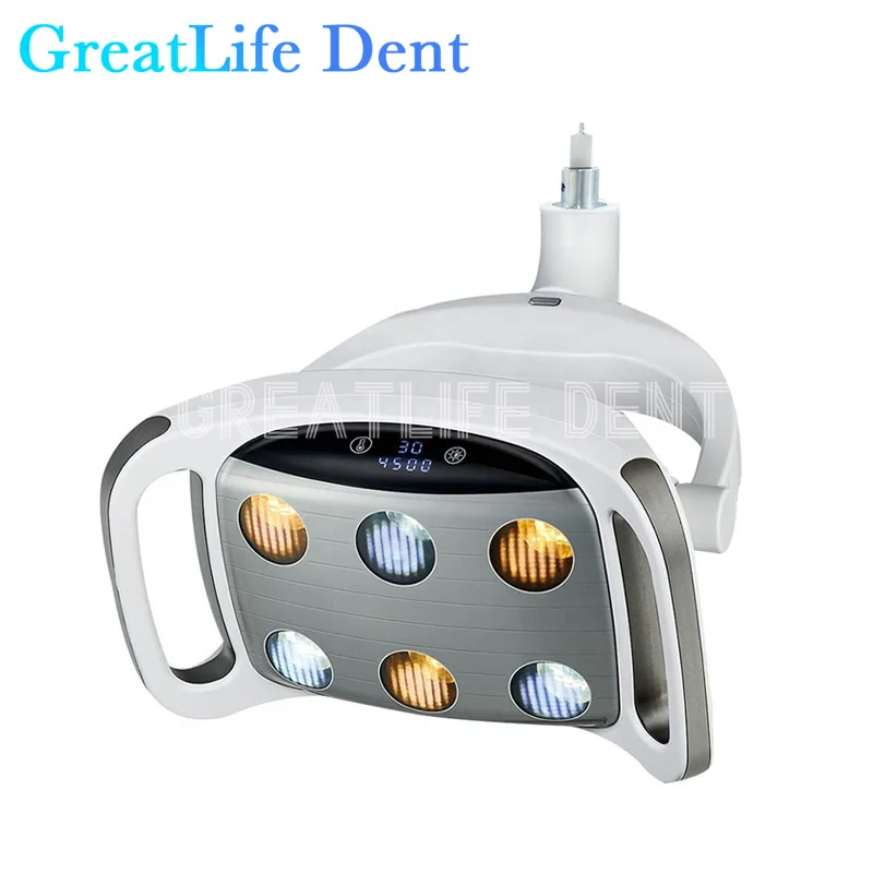 Unidade de cadeira odontológica GreatLife-Dent, 6LED, novo design, operação Shadowless, 9W, 30000lux, 6 contas de luz, operacional, luz LED cirúrgica