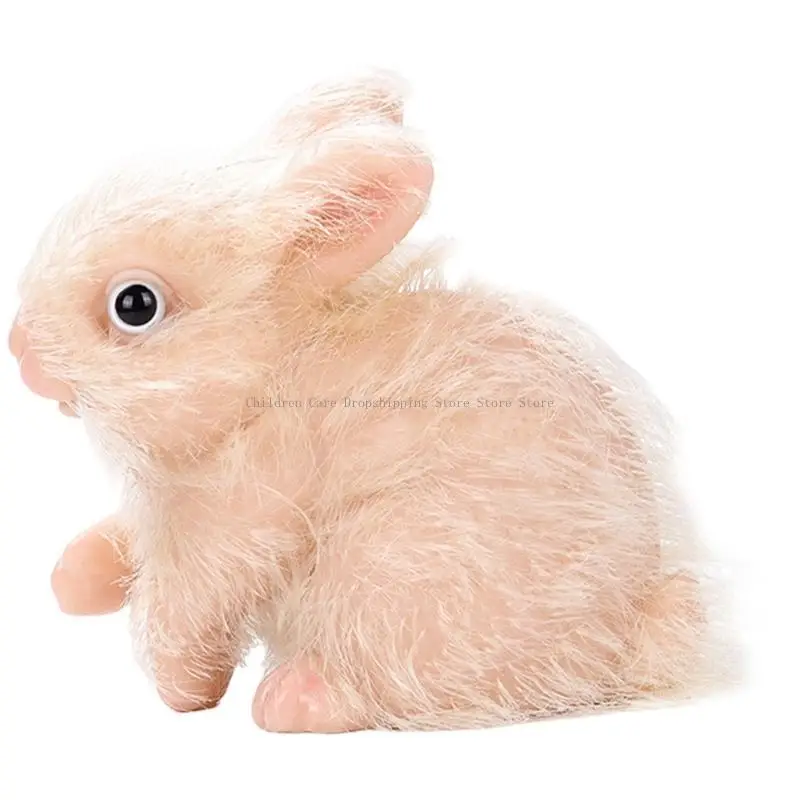 

Handmade Realistic Rabbits Figure Toy Animal Dolls Squeezable Rabbits for Stress Relief Animal Figurine Kids Cognitive Toy