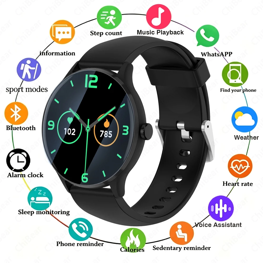 Nouvelle montre intelligente tendance 2026 avec écran AMOLED de 1,26 pouce, 123+ modes sportifs, mesure de l'oxygène sanguin et du sommeil, étanche IP68, appels Bluetooth, montre intelligente pour femmes.