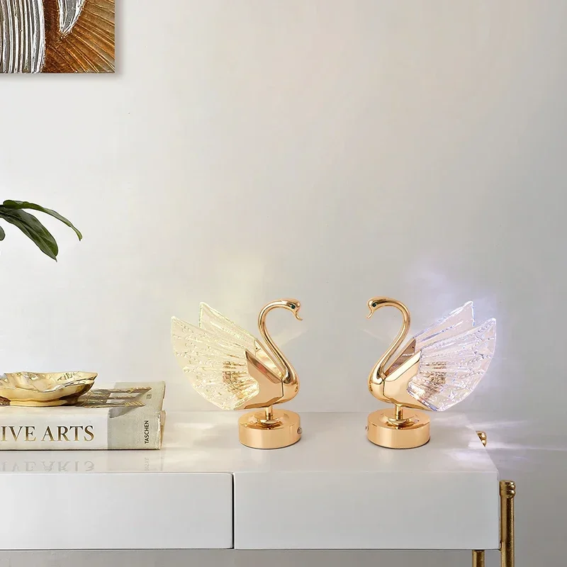 GISELLE Modern LED Swan Rechargeable Table Lamp Creative Design Desk Light Decor For Home Living Room