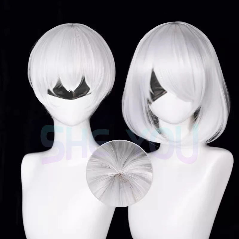 Anime YoRHa No.2 Type B YoRHa No. 9 Type S Cosplay Wig 28cm/33cm 2B 9S Cosplay Wigs Heat Resistant Synthetic Hair