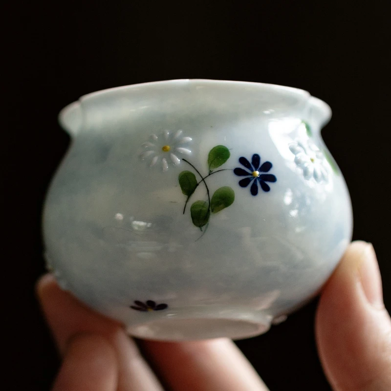 

Ручная роспись керамическая чайная чашка с зубчатым ободом, мастер-чашка, китайский чайный сервиз Gongfu, домашний офис, подарок в стиле дзен