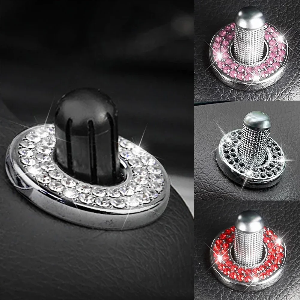 4x Bling Rhinestone Car Door Bolt Lock Pin Switch Button Ring Lift Bolt Sticker Crystal For Mercedes Benz E C Class Accessories