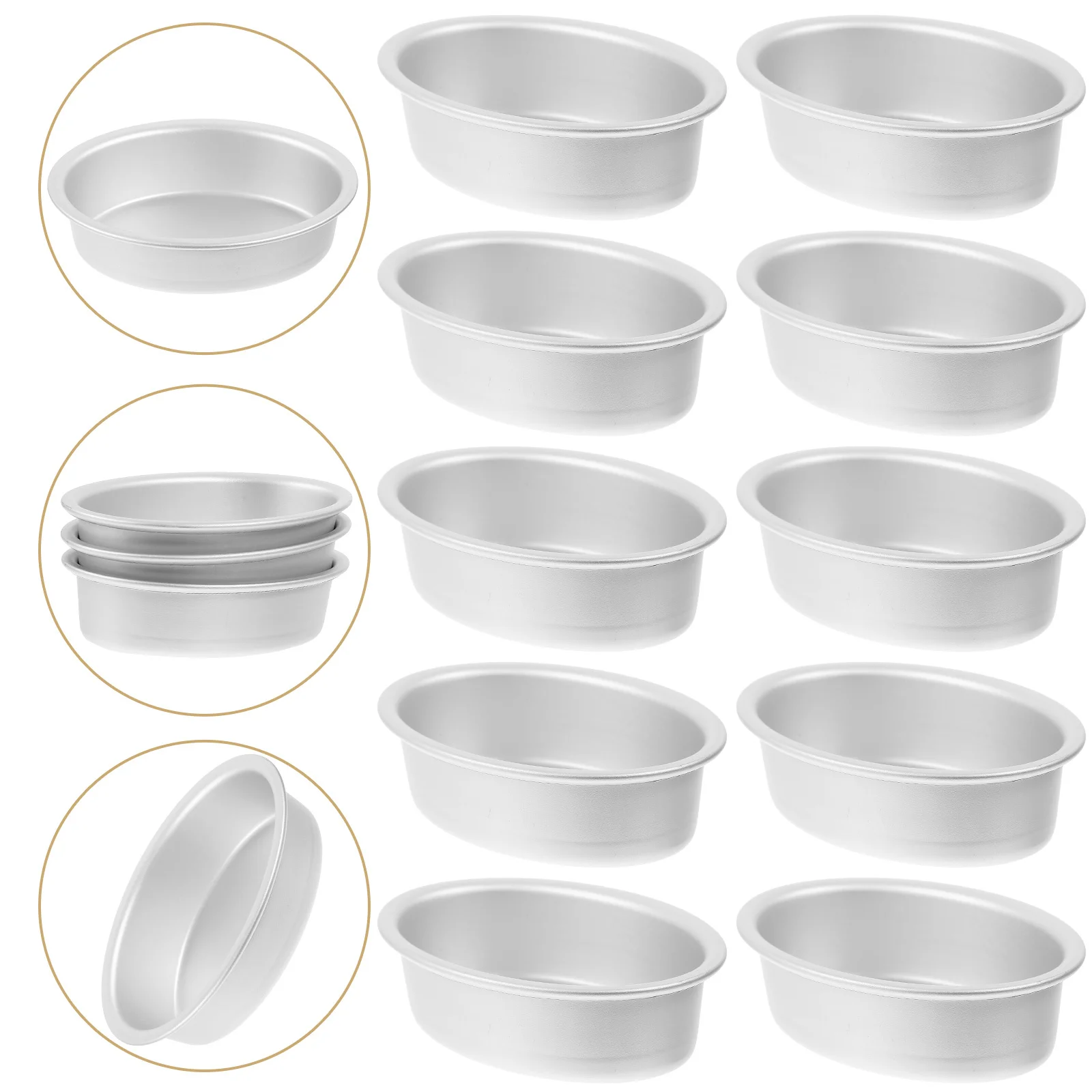 

10pcs Cake Mold Set Baking Pan For Cheesecake Wedding Mini Cakes Nonstick Metal Tart Pans Egg Tart Mold Oven Safe Baking Tools