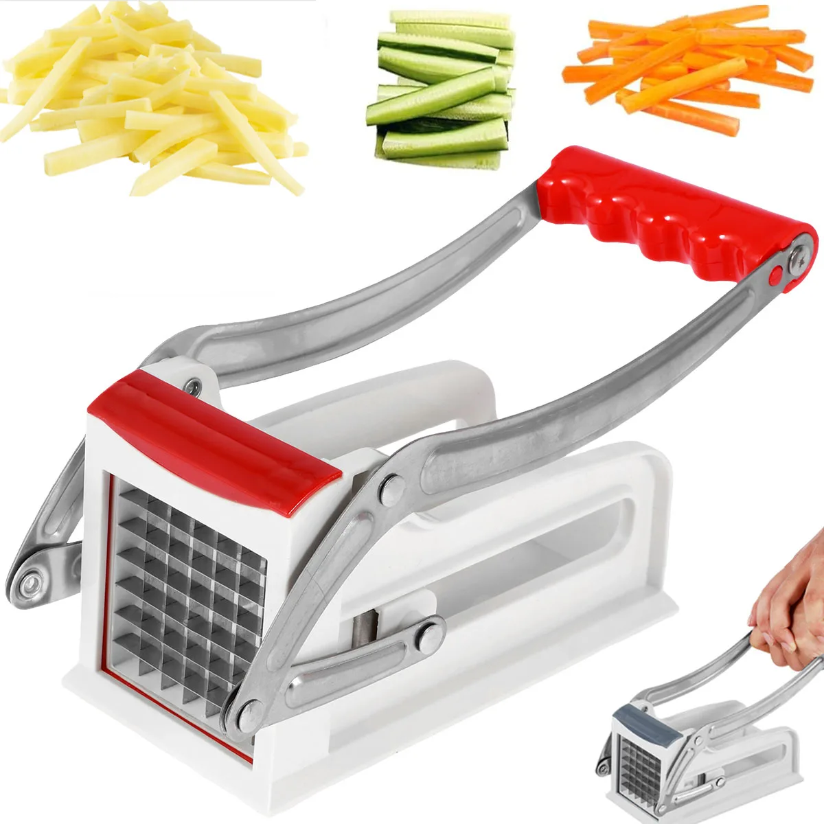 Manueller Kartoffelschneider, Pommes-Frites-Schneider, Edelstahl, Kartoffelschneider, Gurke, Karotte, manueller Lebensmittelschneider, Küchenschneider, Kartoffelwerkzeug
