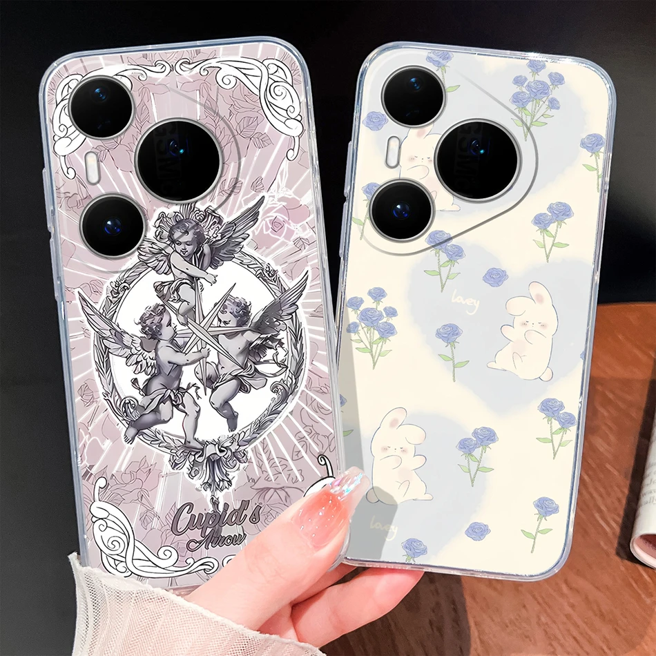 Para Huawei Pura 80 70 Pro Plus Ultra Funda de teléfono Cupido-Ángel Funda transparente de silicona suave para Huawei Pura80 70Pro + Funda ligera