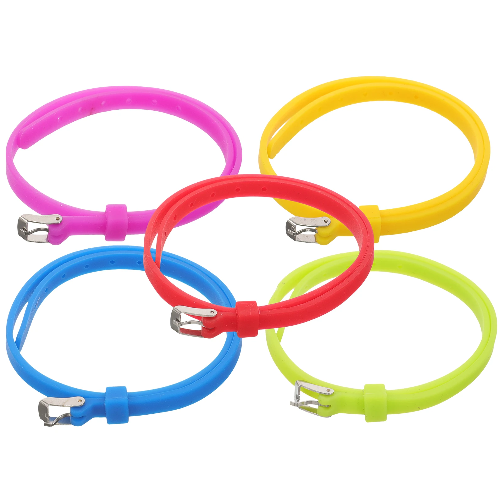 

5 Pcs Silicone Bracelets Multi-color Double-layer Adjustable Bands Kids Outdoor Fashion Wristbands High Elasticity Skin-friendly
