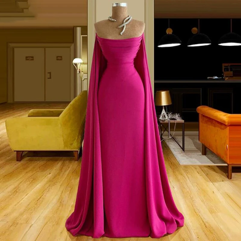 Prom Dress Formal Occasion Sexy Scoop Sleeveless Floor Length Shawl Rose Fashion Summer Long Evening Gowns For Women Pleated