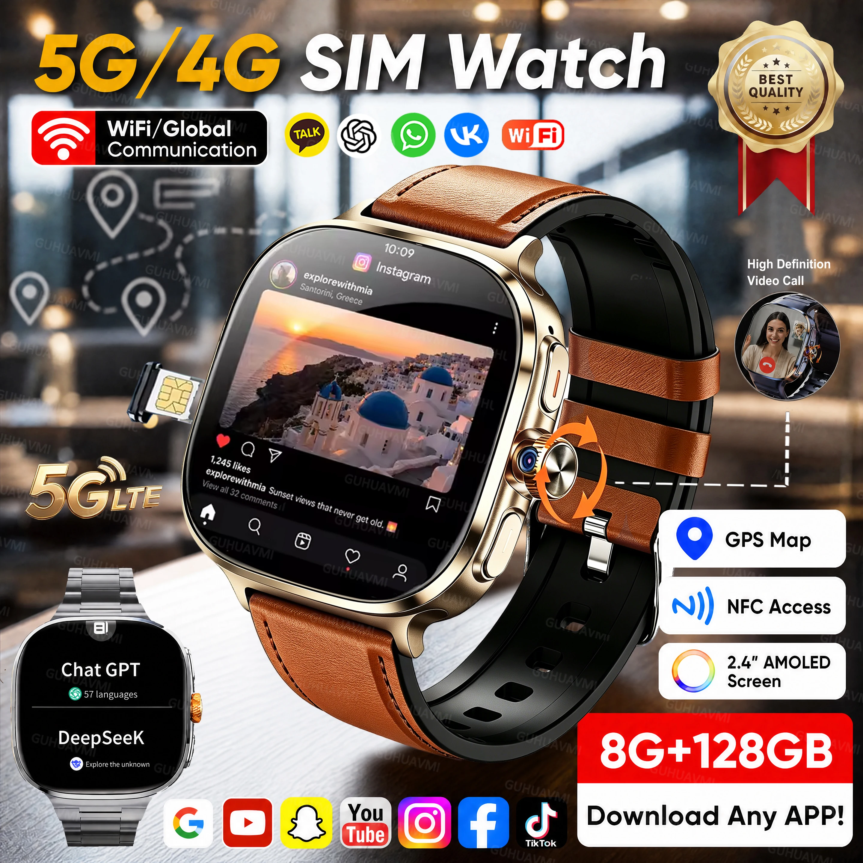 5G/4G LTE SIM Smart Watch 2.4