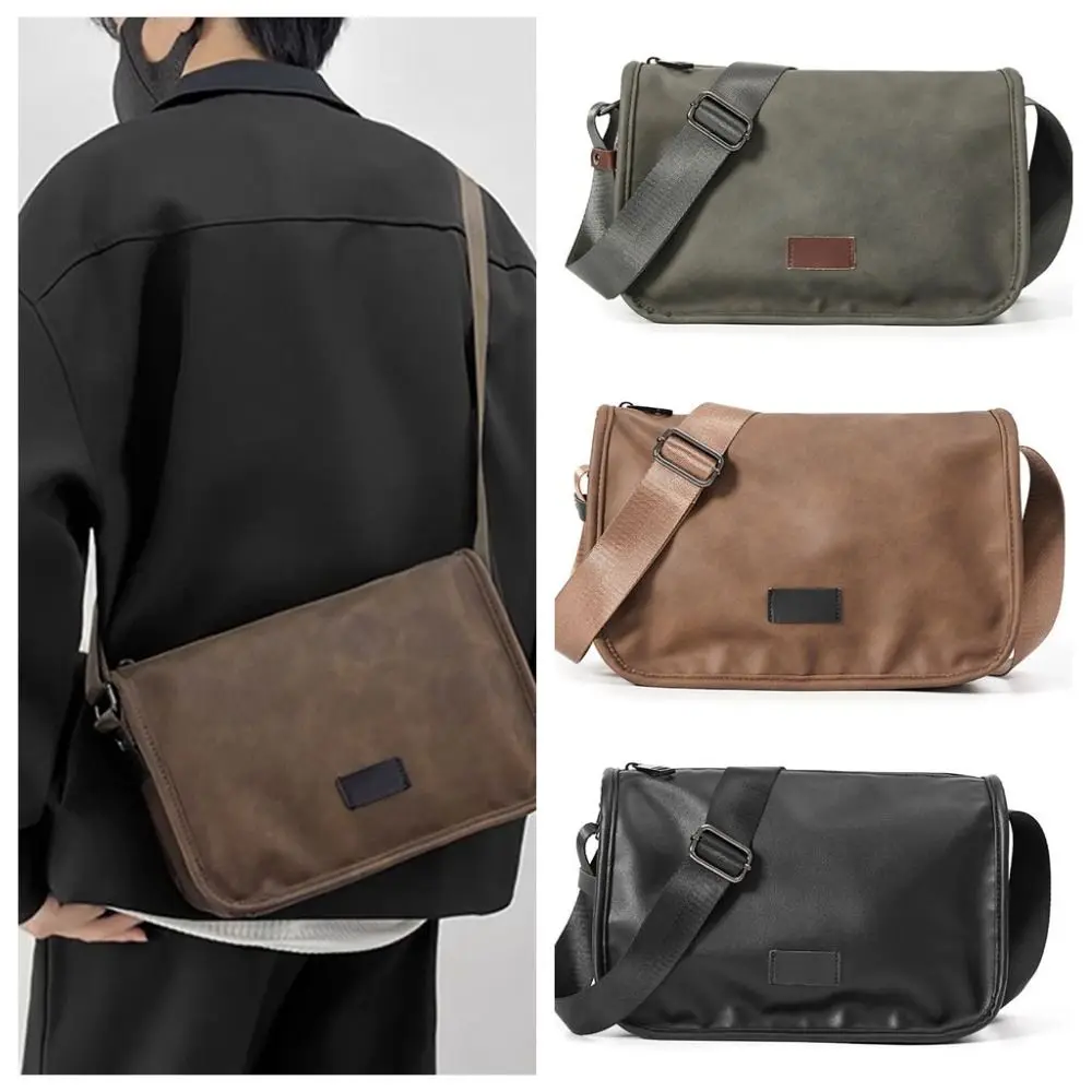 

Soft PU Leather Crossbody Bag Adjustable Strap Casual Design Retro Shoulder Bag Durable High Capacity Messenger Bag