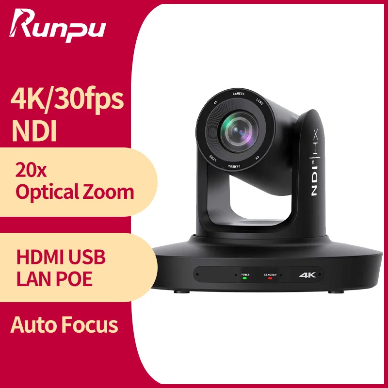 Ai-Auto Tracking 4K PTZ NDI Conference Camera 10 12 20x Zoom HDMI USB IP Live Streaming Camera For Business Events Youtube Obs