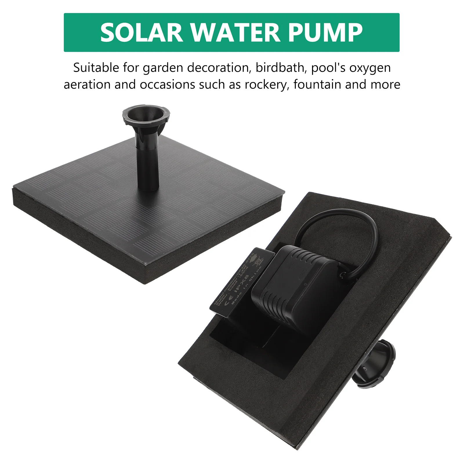 

Solar Powered Pump Fountain Water Outdoor Garden Decorations Black Engineering Plastics