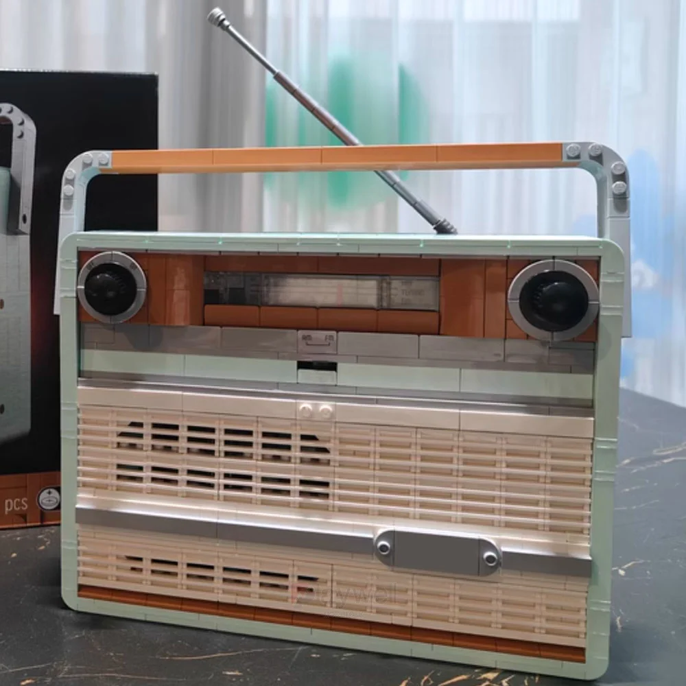 

906 шт. строительные блоки ретро радио модель 1970-х годов транзистор радио музыка домашний декор кирпичи для детей Рождественский подарок A