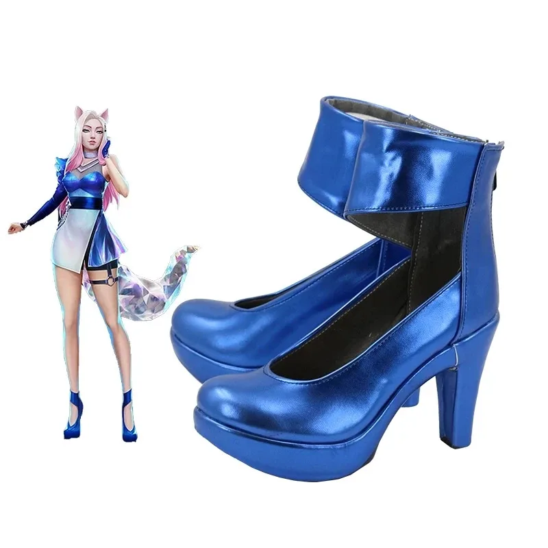 AAA 2025 Ahri zapatos botas Sexy KDA All Out Pop Star accesorios de Cosplay peluca con orejas tacón alto hecho a medida para niña