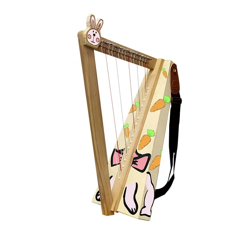 Small 16-String DIY Lyre Harp for Kids Colorful Design with Small Animals Musicians' Stringed Instrument Musical Instruments